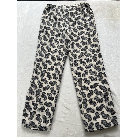 Premise Studio Lined Paisley Pants Womens Medium Quiet Luxury Office Black Cream - Picture 9 of 13